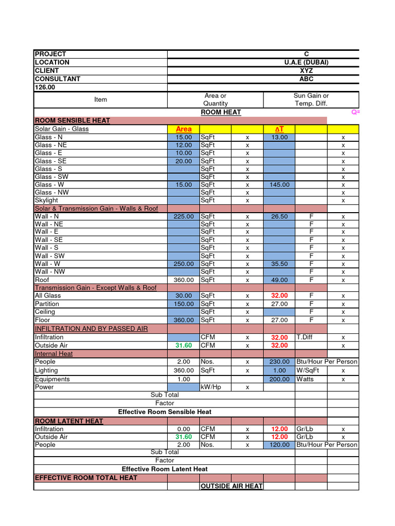 E-20heat Load Sheetc | PDF | Building Technology | Building
