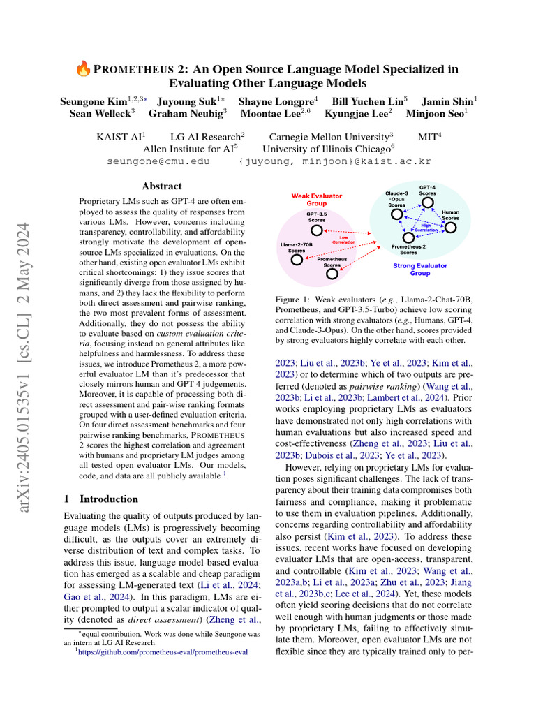 Prometheus 2: Advanced LLM Evaluator | PDF | Software | Evaluation