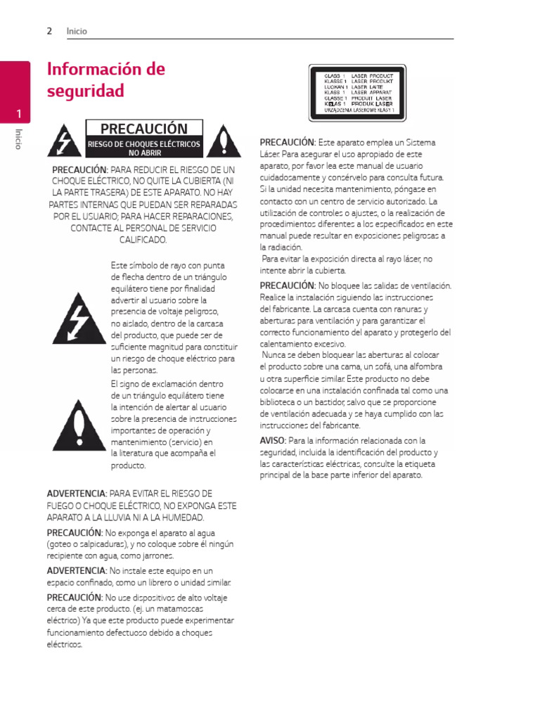 Manual de Usuario LG XBoom CJ45 (Español 41 Páginas) Descargar gratis PDF Ventilación