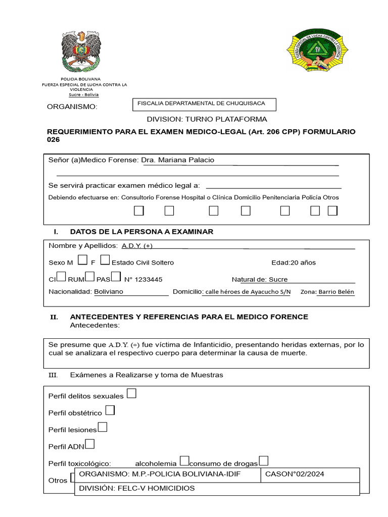 Cuadernos Modelo para Sentencia previa Bolivia (modelo) | PDF | Fiscal