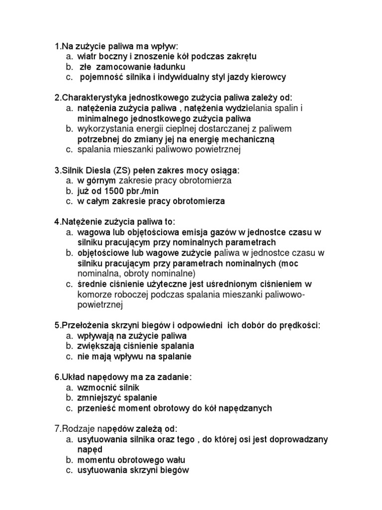O Czym Informuje Charakterystyka Jednostkowego Zużycia Paliwa