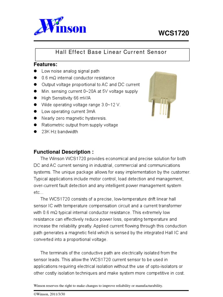 Currrent Sensor | PDF | Sensor | Electric Current