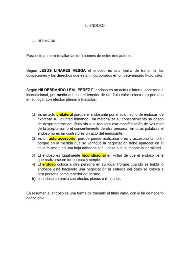 Endoso | PDF | Derecho privado | Ley de Propiedad