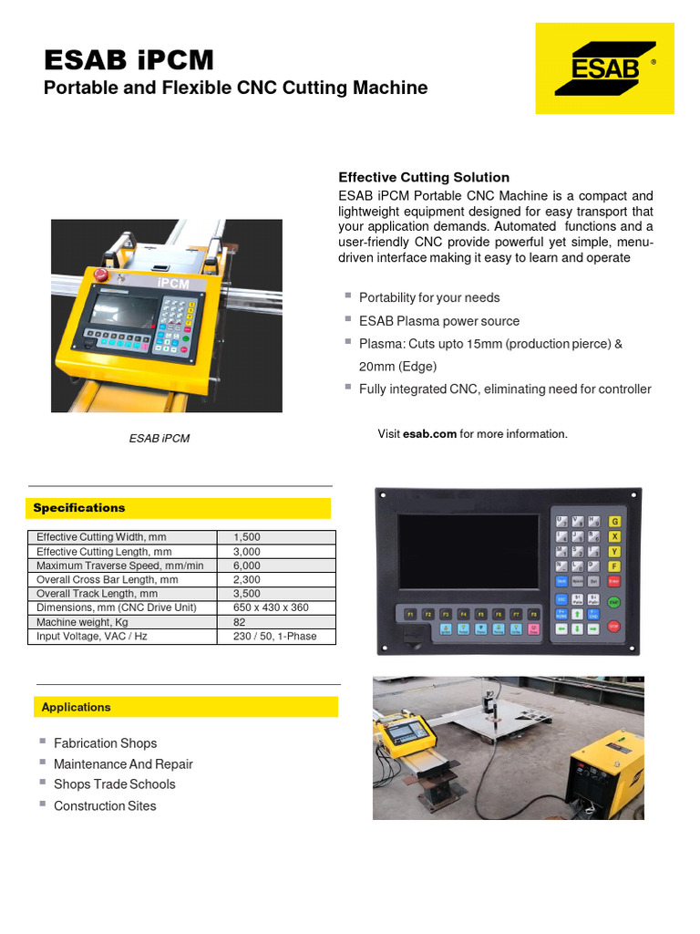 ESAB iPCM Portable CNC Plasma Cutter | PDF | Electrical Engineering ...