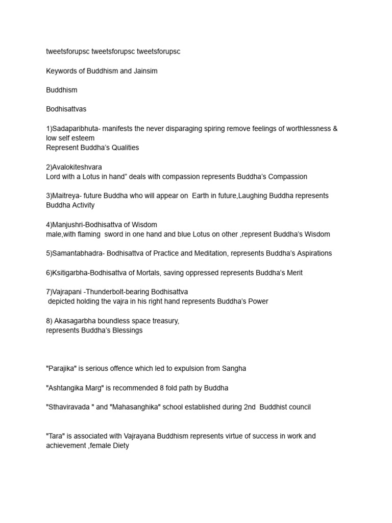 Buddhism and Jainism Key Concepts | PDF | Bodhisattva | Indian Philosophy