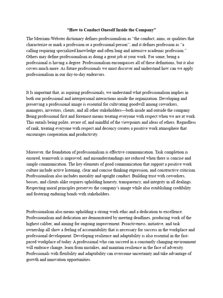 essay-on-how-to-conduct-oneself-inside-the-company-by-understanding