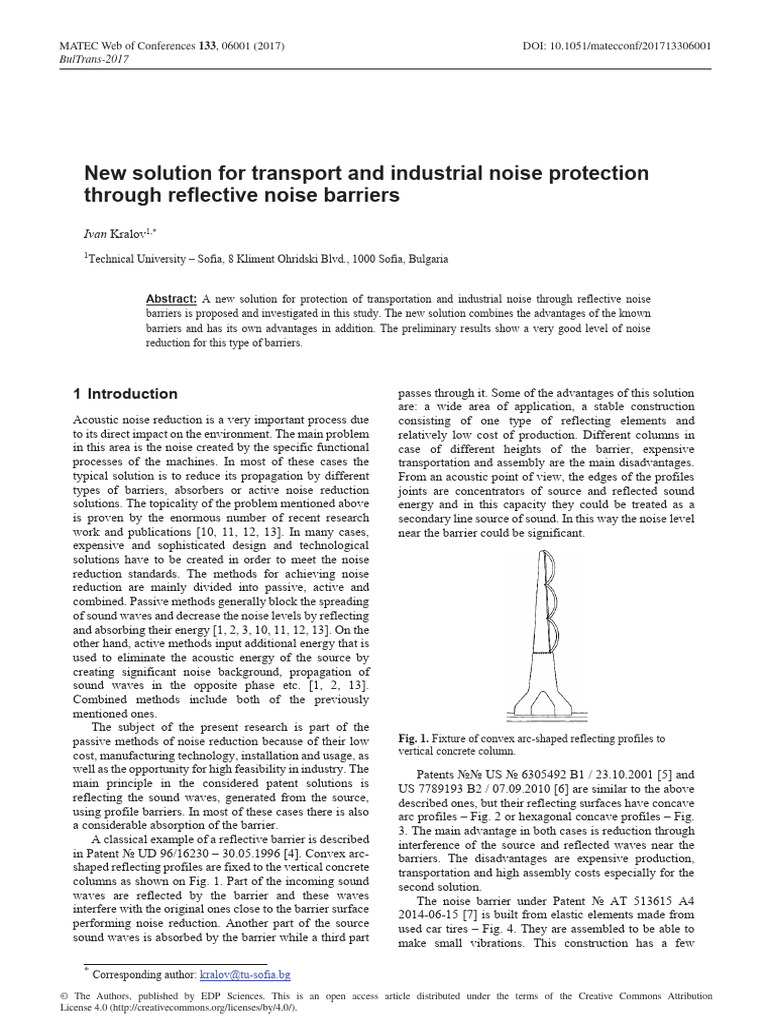Reflective Noise Barriers for Protection | PDF | Waves | Sound