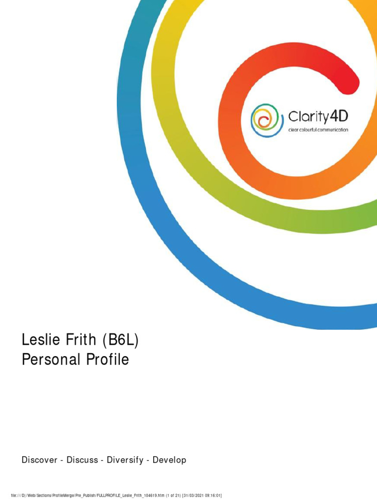 FULLPROFILE Leslie Frith 104619 | PDF | Rationality | Decision Making