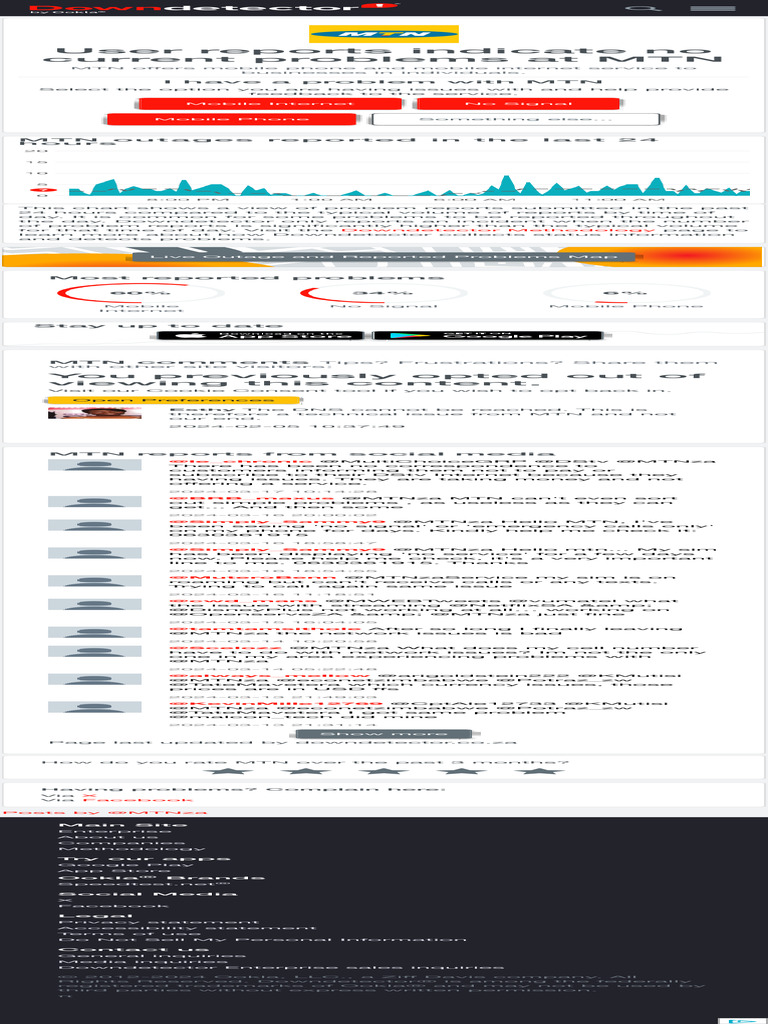 MTN Down Current Problems, Issues and Outages Downdetector | PDF ...