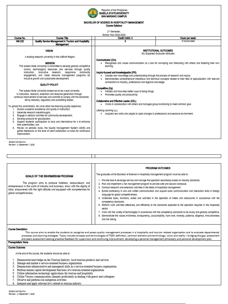 Quality Service Management Syllabus | PDF | Quality Management ...