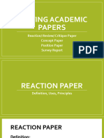 Academic Writing Reaction Review Critique Concept Position Survey