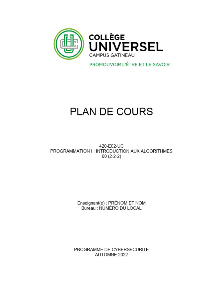 Introduction à la Programmation et Algorithmes | PDF | Programmation ...