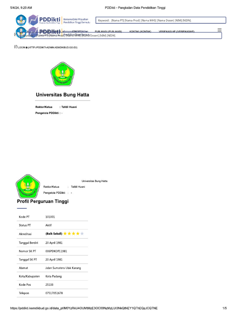 PDDikti - Pangkalan Data Pendidikan Tinggi 2 | PDF