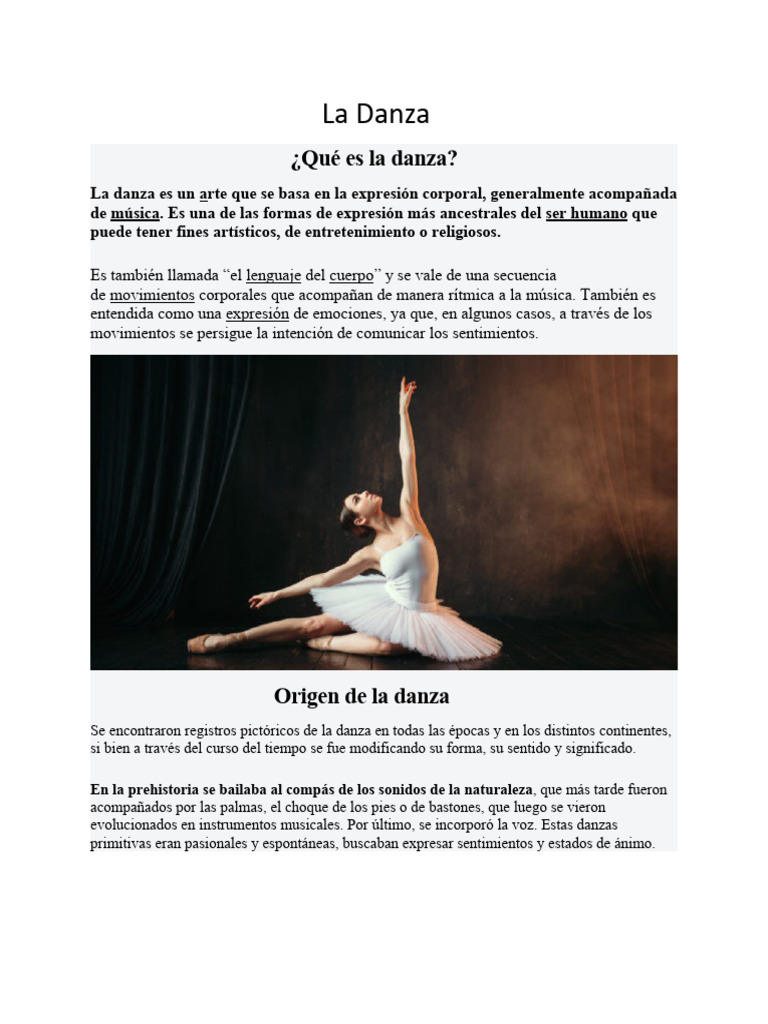 La Danza | PDF | Bailes | Las artes escénicas