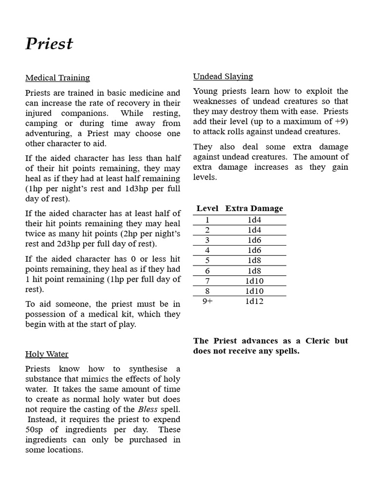 Priest Medical Training and Abilities | PDF | Self-Improvement
