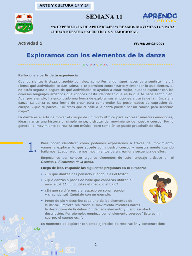 1° y 2° ACTIVIDAD 1 3ra Experiencia | PDF | Bailes | Experiencia