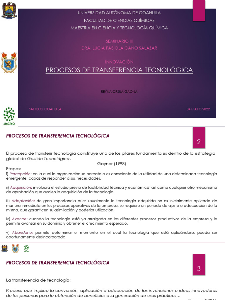 Procesos de Transferencia Tecnológica | PDF | Marketing | Transferencia ...