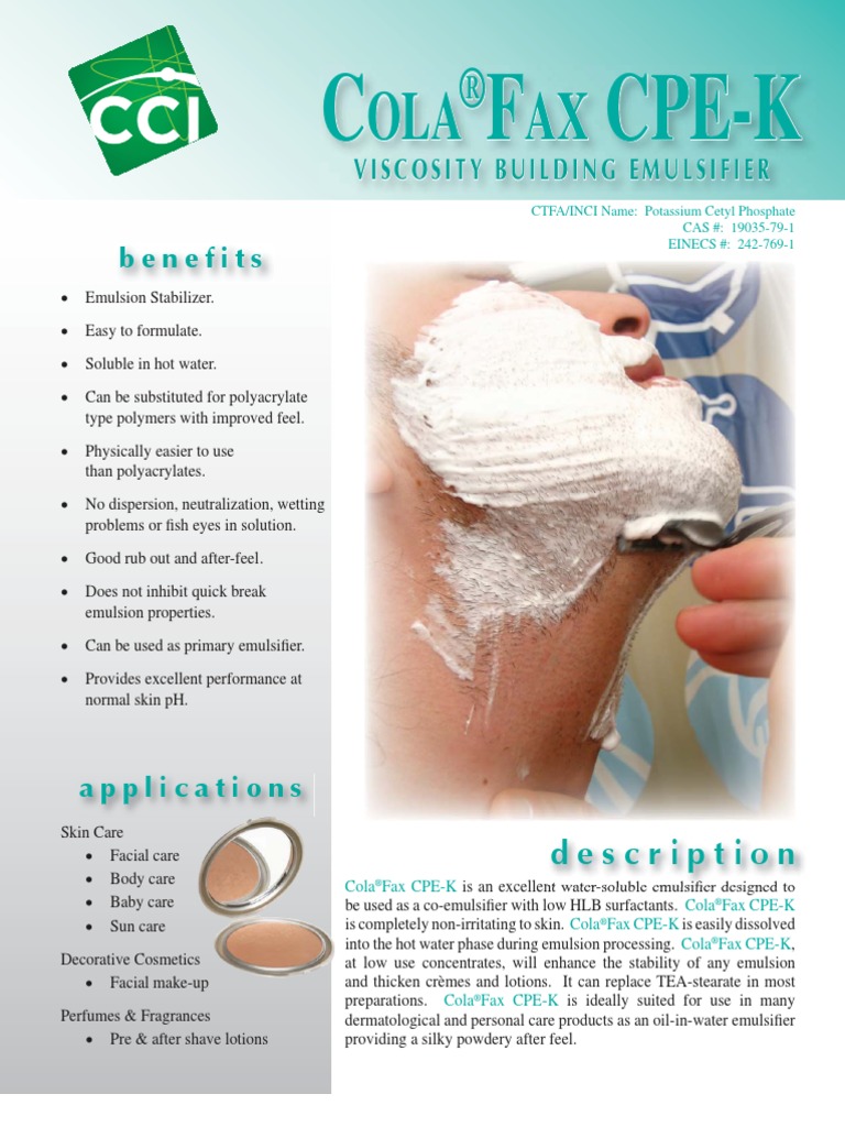 ColaFax CPE-K | PDF | Emulsion | Cosmetics