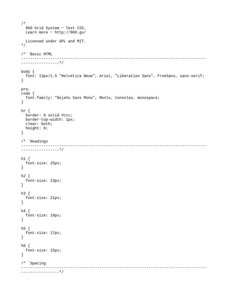 CSS Styles for 960 Grid System | PDF | Business | Technology & Engineering