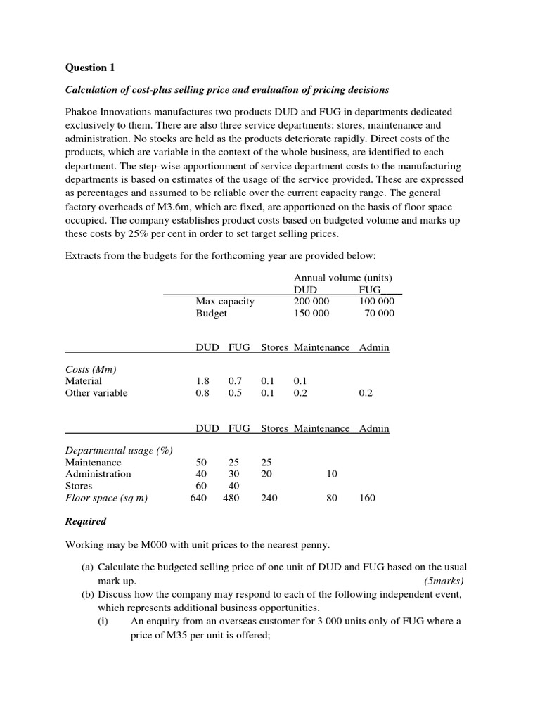 Cost-Plus Pricing and Profit Optimization | PDF | Demand | Business ...