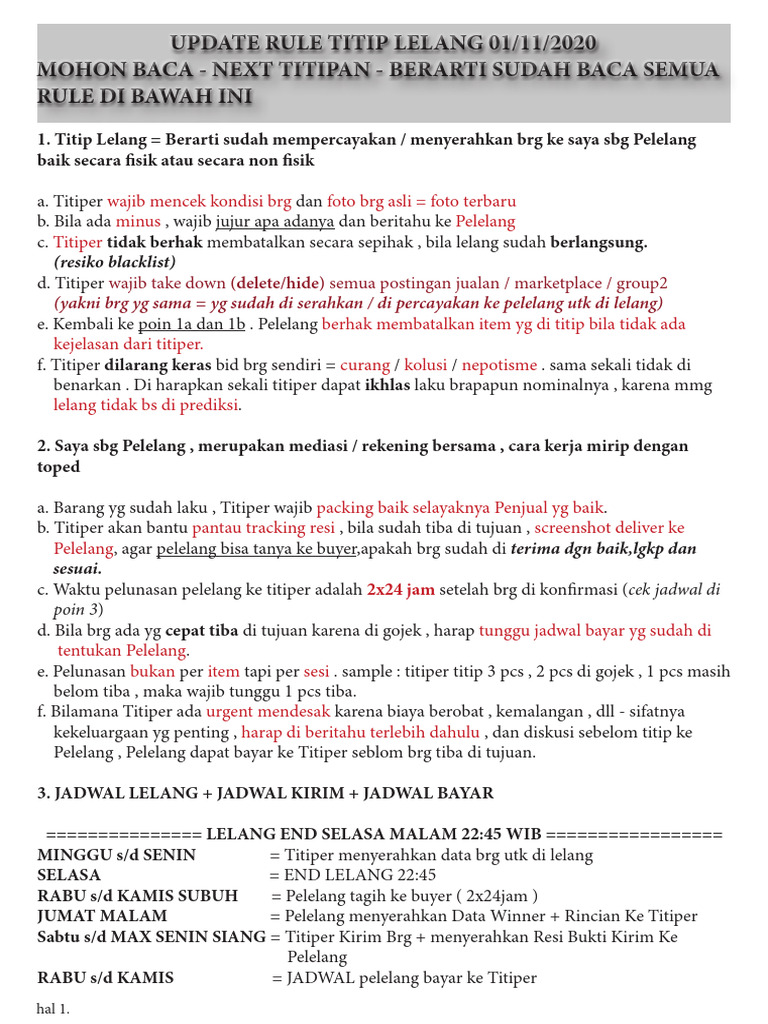 Update Perjanjian Titip Lelang November 2020 | PDF