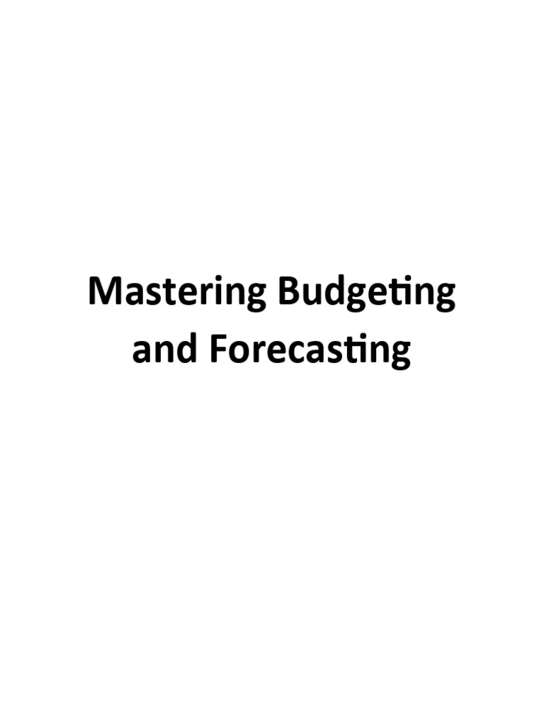 Budgeting and Forecasting Guide PDF Forecasting Time Series