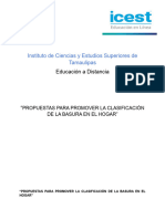 Actividad de Aprendizaje Bloque II "PROPUESTAS PARA PROMOVER LA CLASIFICACIÓN DE LA BASURA EN EL HOGAR"