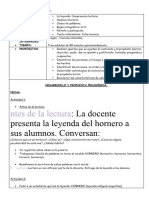 Planificación Diaria leyenda del hornero