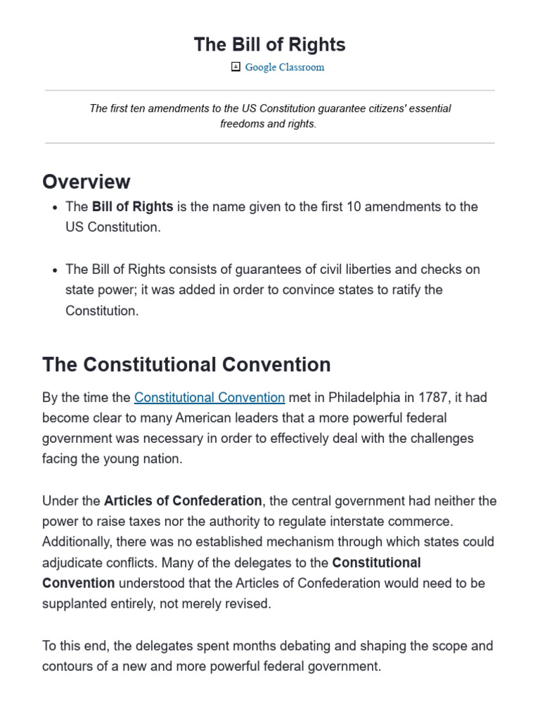The Bill of Rights (Article) - Khan Academy | PDF | United States Bill ...