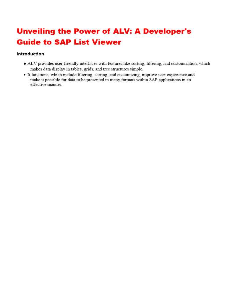 Unveiling The Power of ALV | PDF