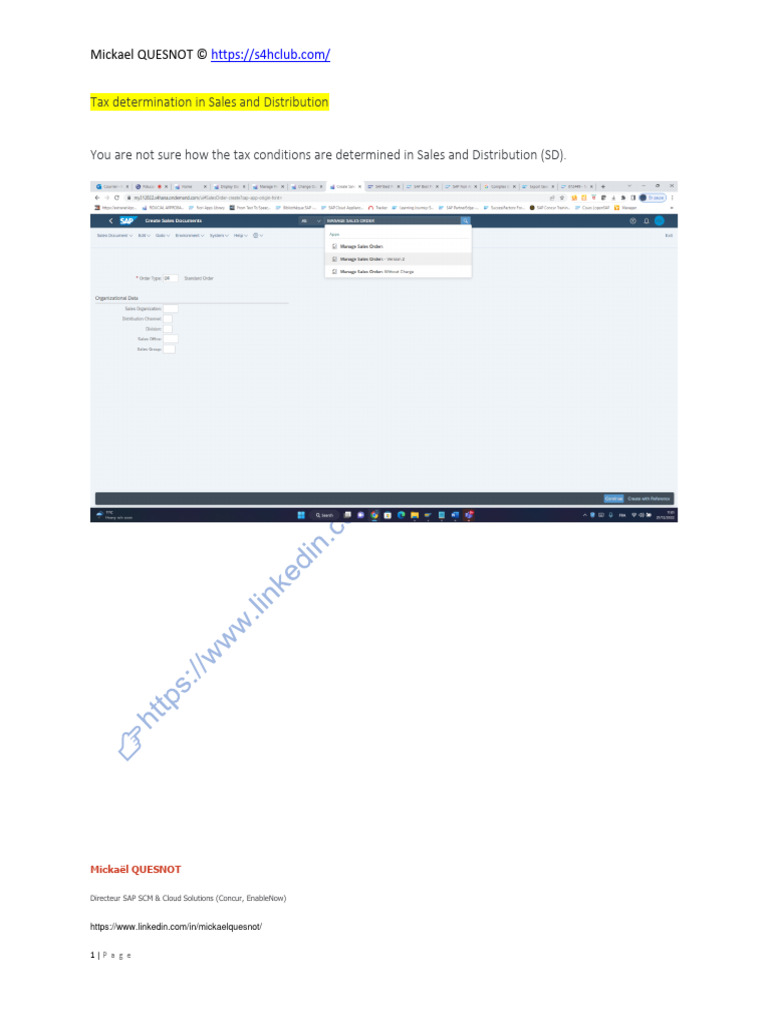 Sap Invoice Tax Code Determination