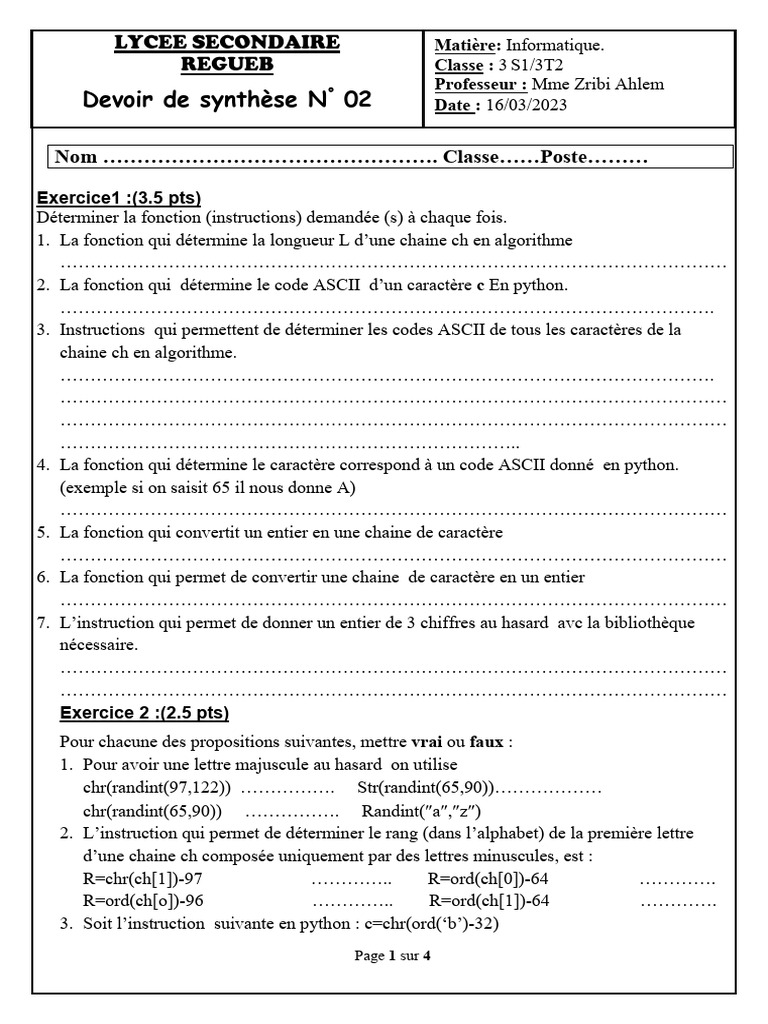 Fonctions Python et Algorithmes de Base | PDF | Python (Langage de ...