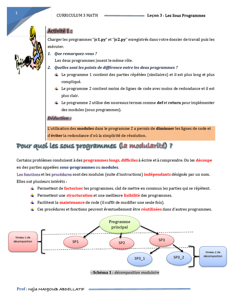 Les Sous Programmes en Python | PDF | Paramètre (Programmation ...