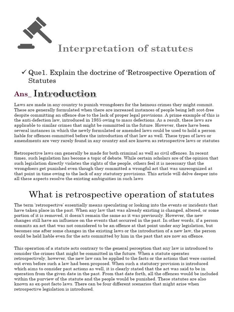 Interpretation of Statues07 | PDF | Ex Post Facto Law | Crimes