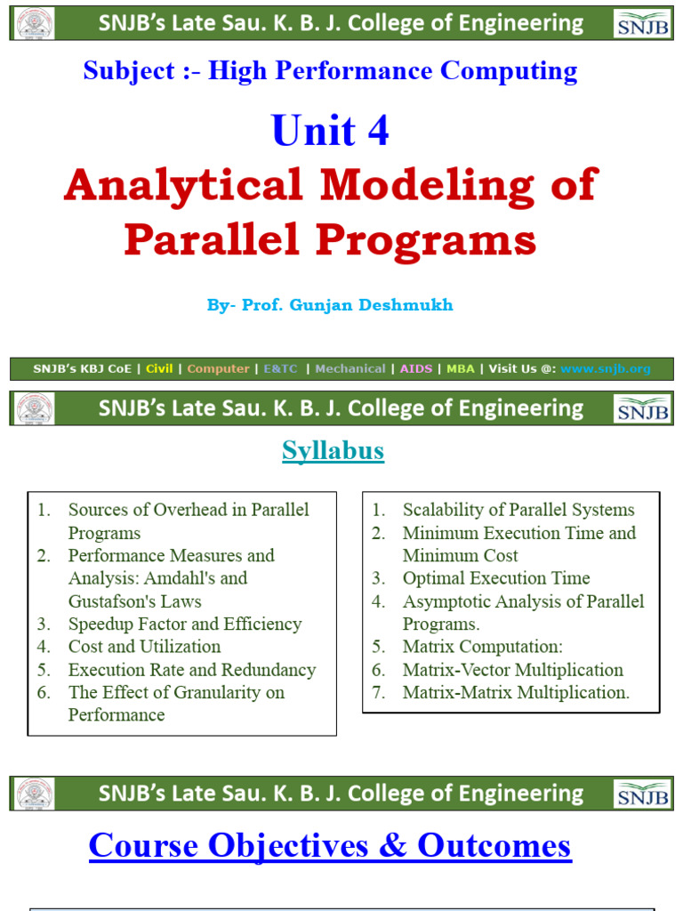 Unit 4 - Analytical Modeling of Parallel Programs | PDF | Parallel ...