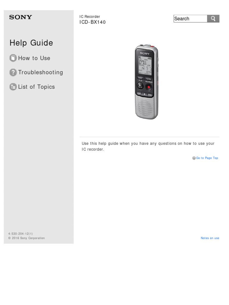 Sony Recorder Icd-bx140 Manual | PDF | Http Cookie | World Wide Web