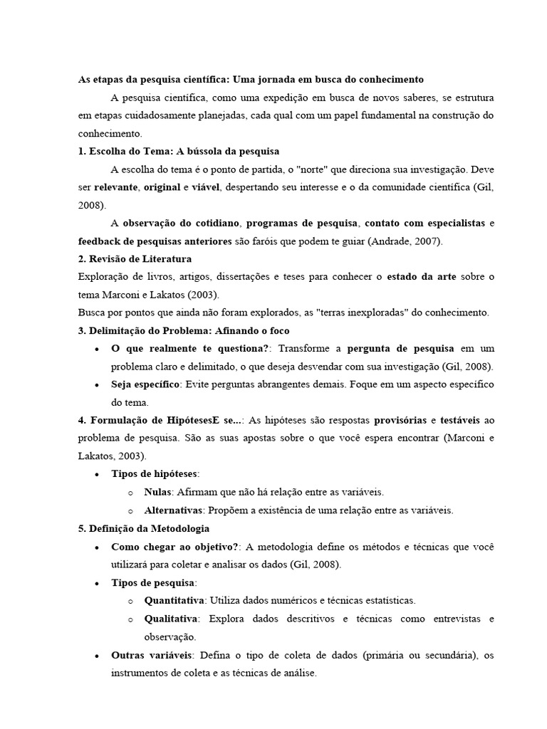 As Etapas Da Pesquisa Científica | PDF | Método científico | Science