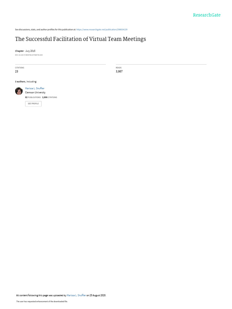 The Successful Facilitation of Virtual Team Meetings: July 2015 | PDF ...