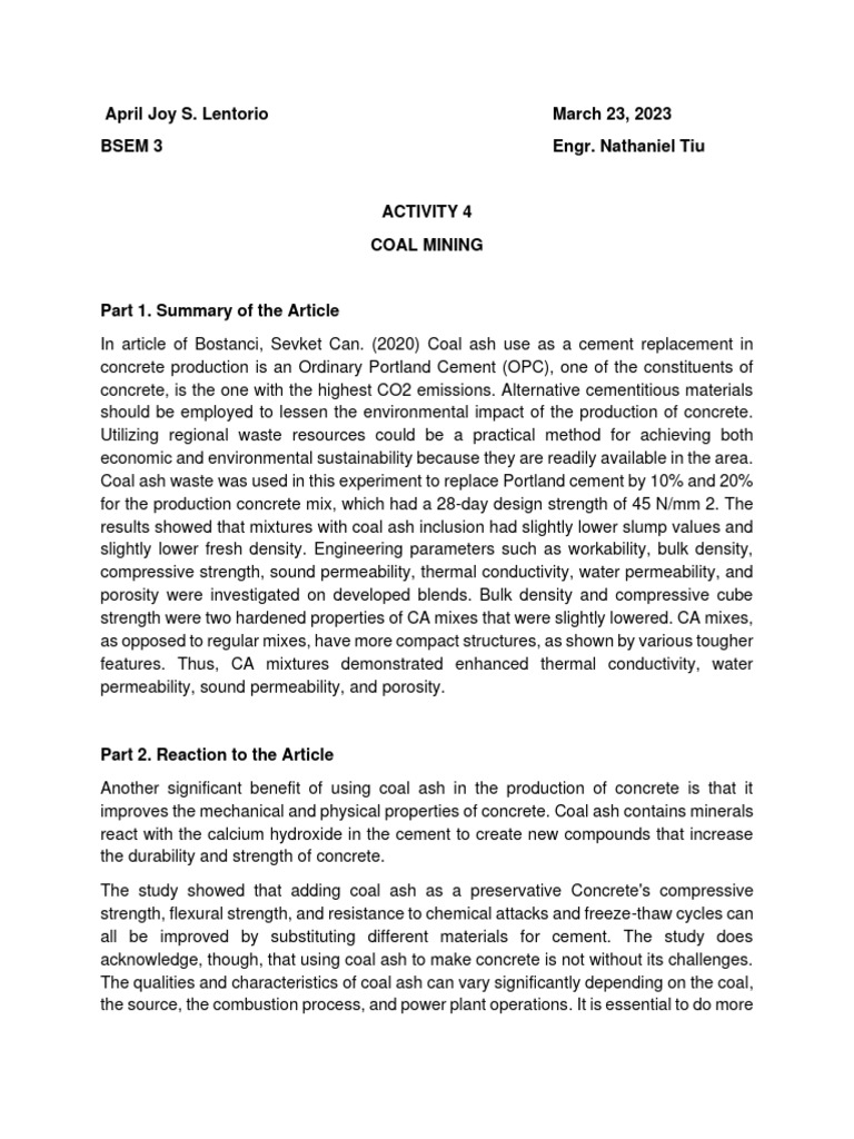 Coal Ash in Concrete Production Benefits | PDF | Concrete | Cement