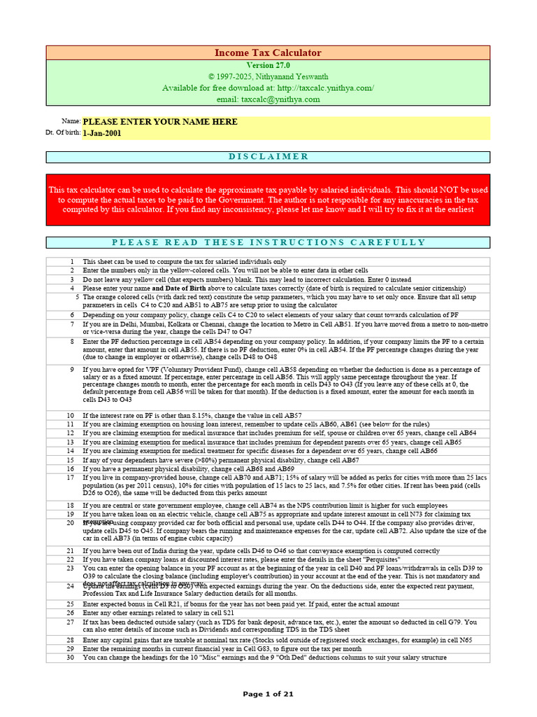 Nithya Income Tax Calculator 2024-25 | PDF | Capital Gains Tax | Tax ...