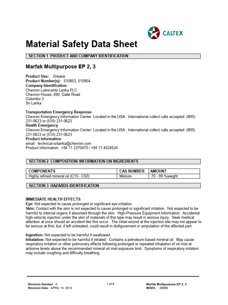 Multipurpose Grease PDF Dangerous Goods Personal Protective Equipment
