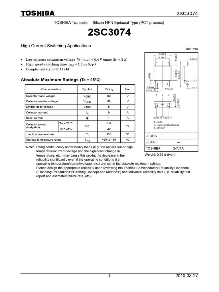C3074 ToshibaSemiconductor | PDF | Reliability Engineering