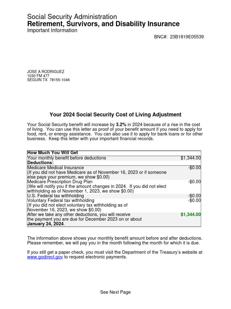 Your 2024 Social Security Cost of Living Increase PDF Cost Of