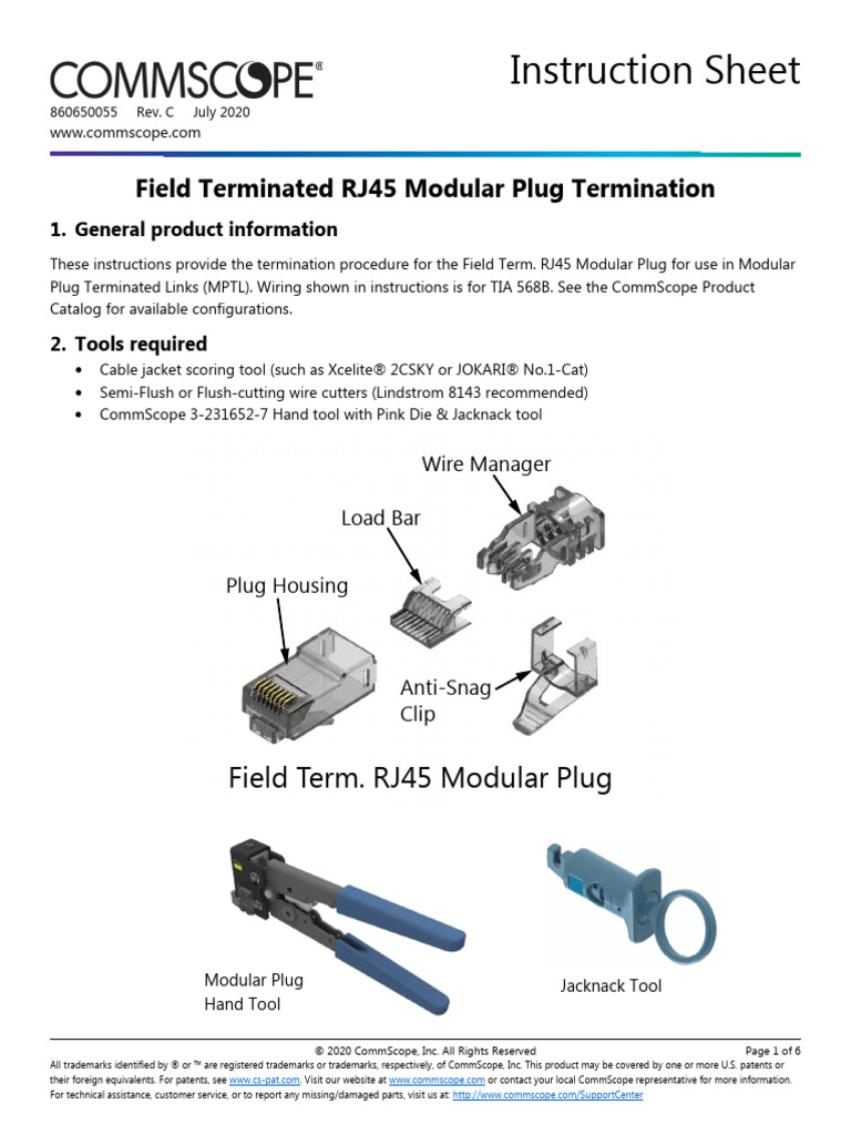 Field Terminated RJ45 Modular Plug Termination | PDF | Electrical ...