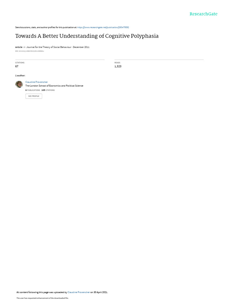 Provencher-2011-Journal For The Theory of Social Behaviour | PDF ...