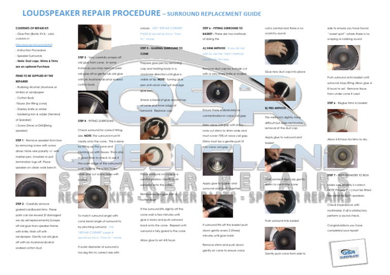 Loudspeaker-Repair-Procedure - Foam Surround-Replacement-Guide | PDF