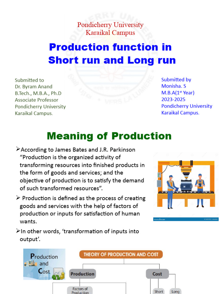Short-Run vs Long-Run Production Functions | PDF | Long Run And Short ...