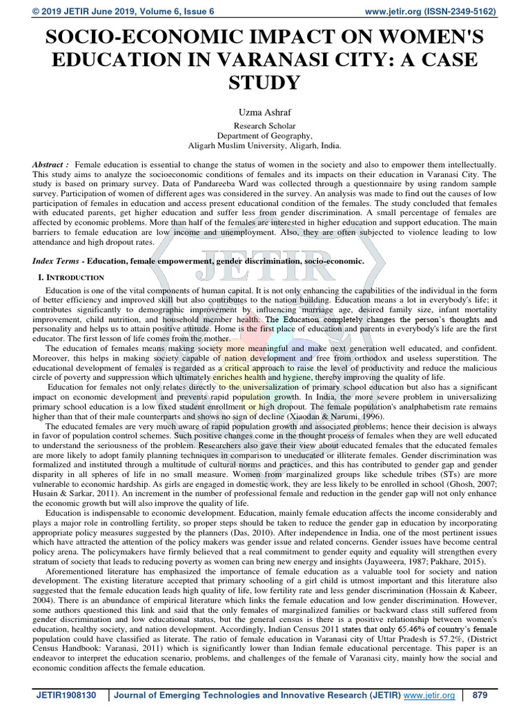 JETIR1908130 | PDF | Survey Methodology | Female Education