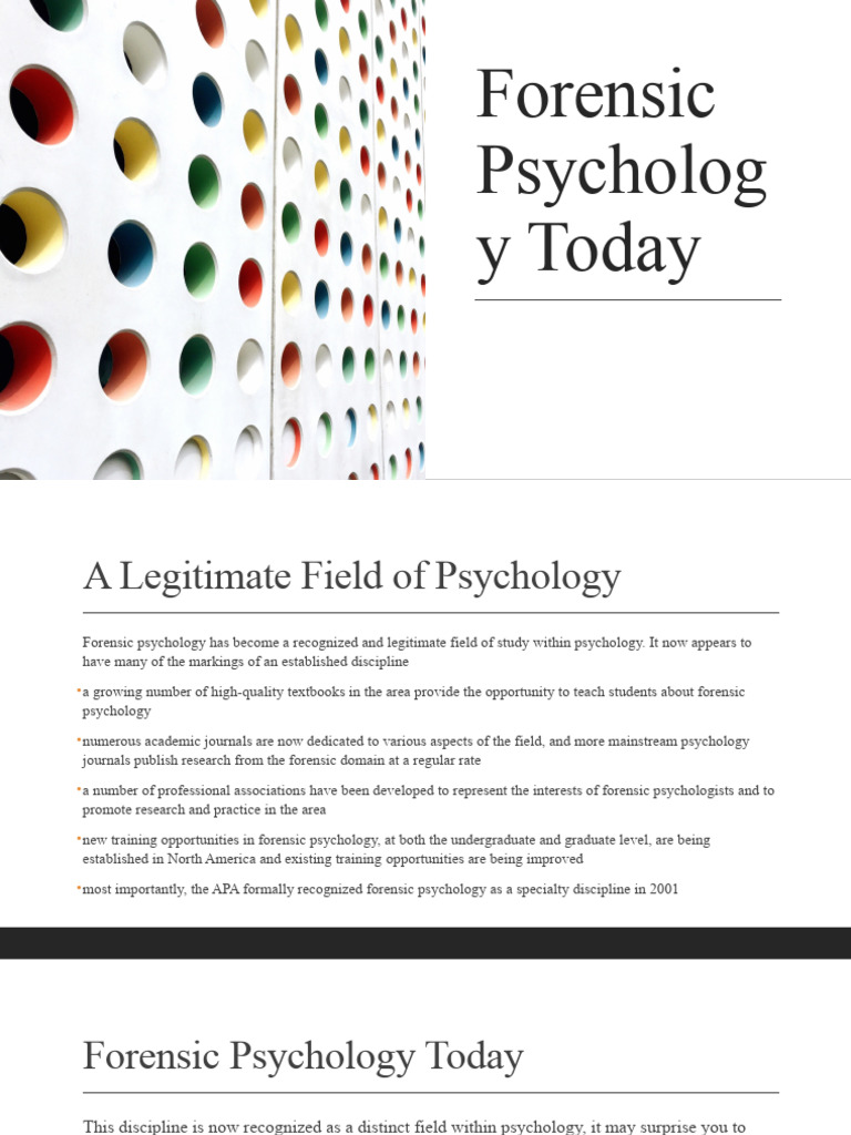 Understanding Forensic Psychology Today | PDF | Psychologist | Psychology