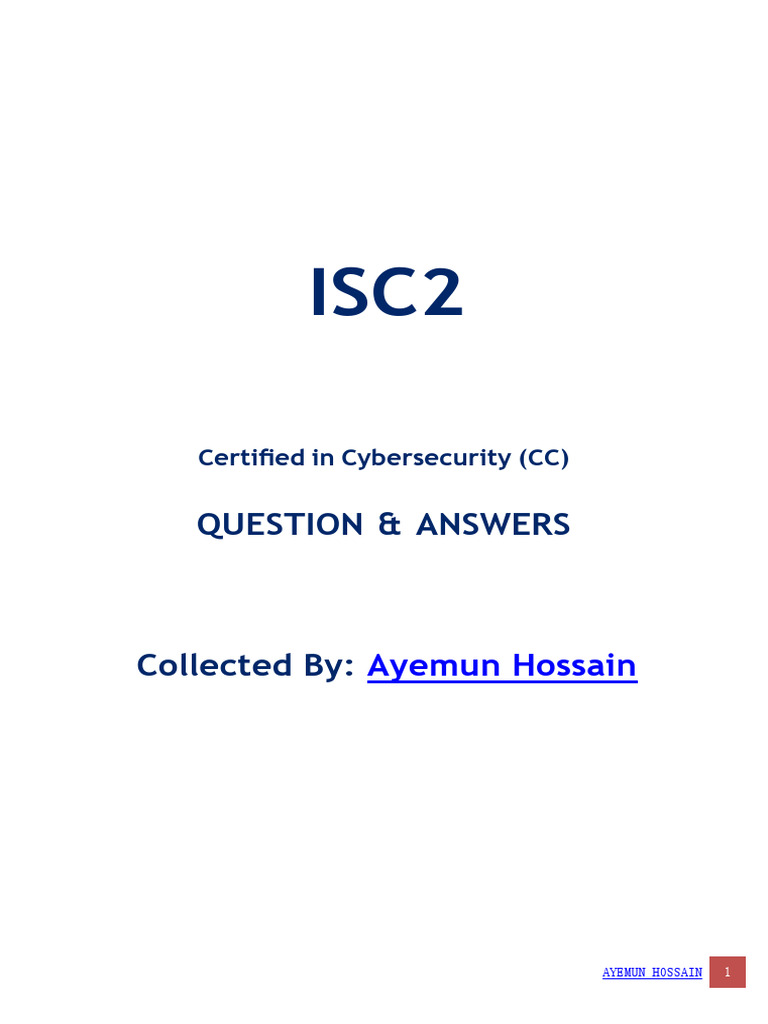 ISC2 CC Dump With Answer Download Free PDF Computer Network Security